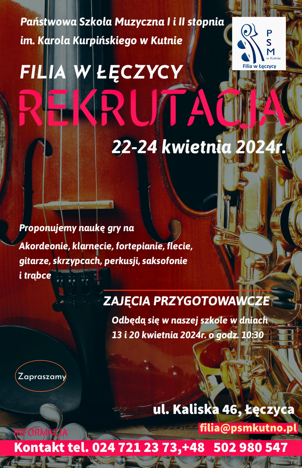 Informacje o rekrutacji do Szkoły Muzycznej w Łęczycy - Obrazek 1