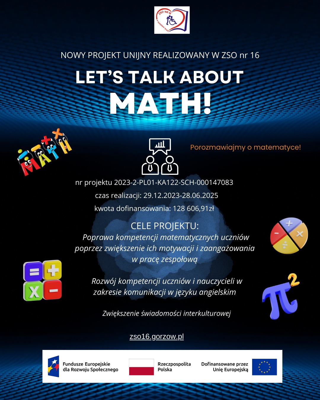 Projekt Unijny w ZSO16 - Let`s Talk About Math! Rekrutacja dla uczniów klas 5-6 SP - Obrazek 1