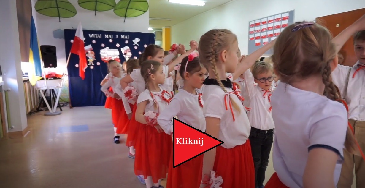 Film - uroczysty apel z okazji świąt majowych w oddziałach przedszkolnych