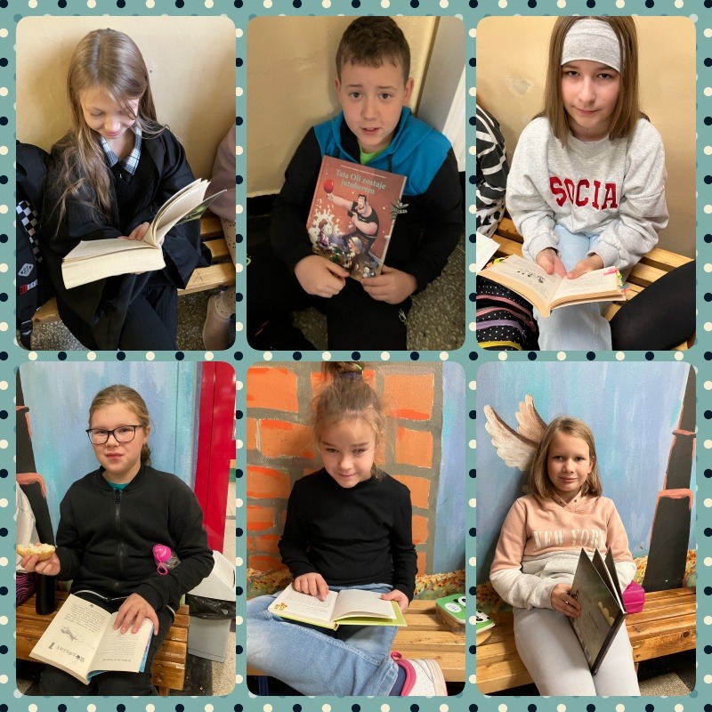 Uczniowie czytający książki podczas Przerwy na Czytanie.