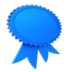 award ribbon blue reward medal rosette blank. achievement badge winner best  template design element empty. 3d illustration Stock Illustration | Adobe  Stock