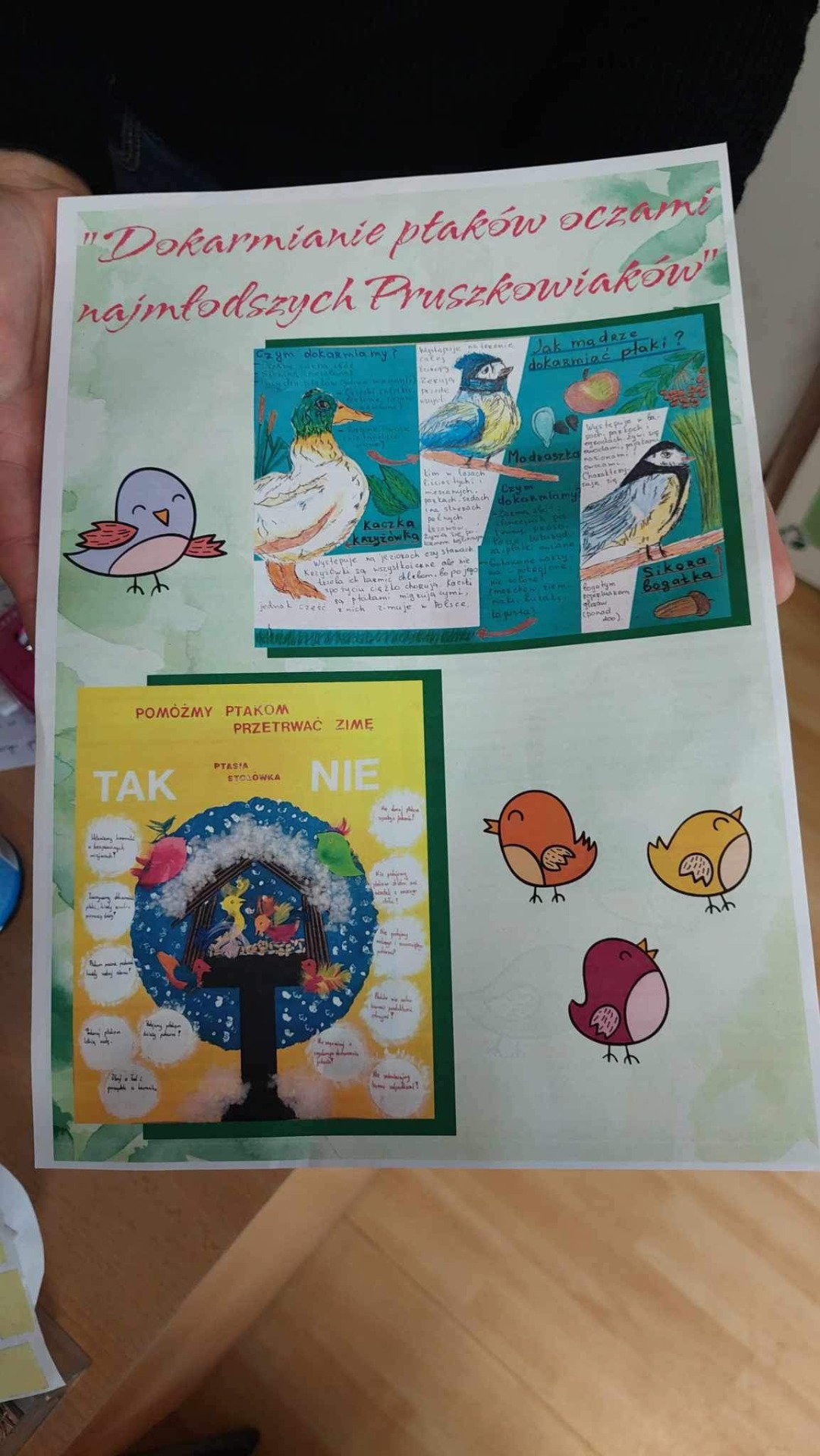 Praca plastyczna Weroniki Mazepy uczennicy naszej szkoły z klasy 4A została wyróżniona w Konkursie Plastyczno-Ekologicznym pt. "Plakat zaprojektuję, u ptaków zapunktuję"  - Obrazek 1