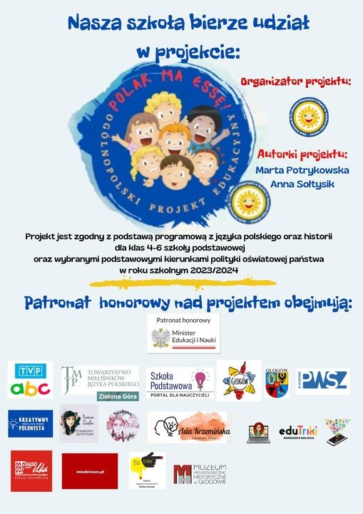 Plakat o udziale szkoły w projekcie "Polak ma essę"