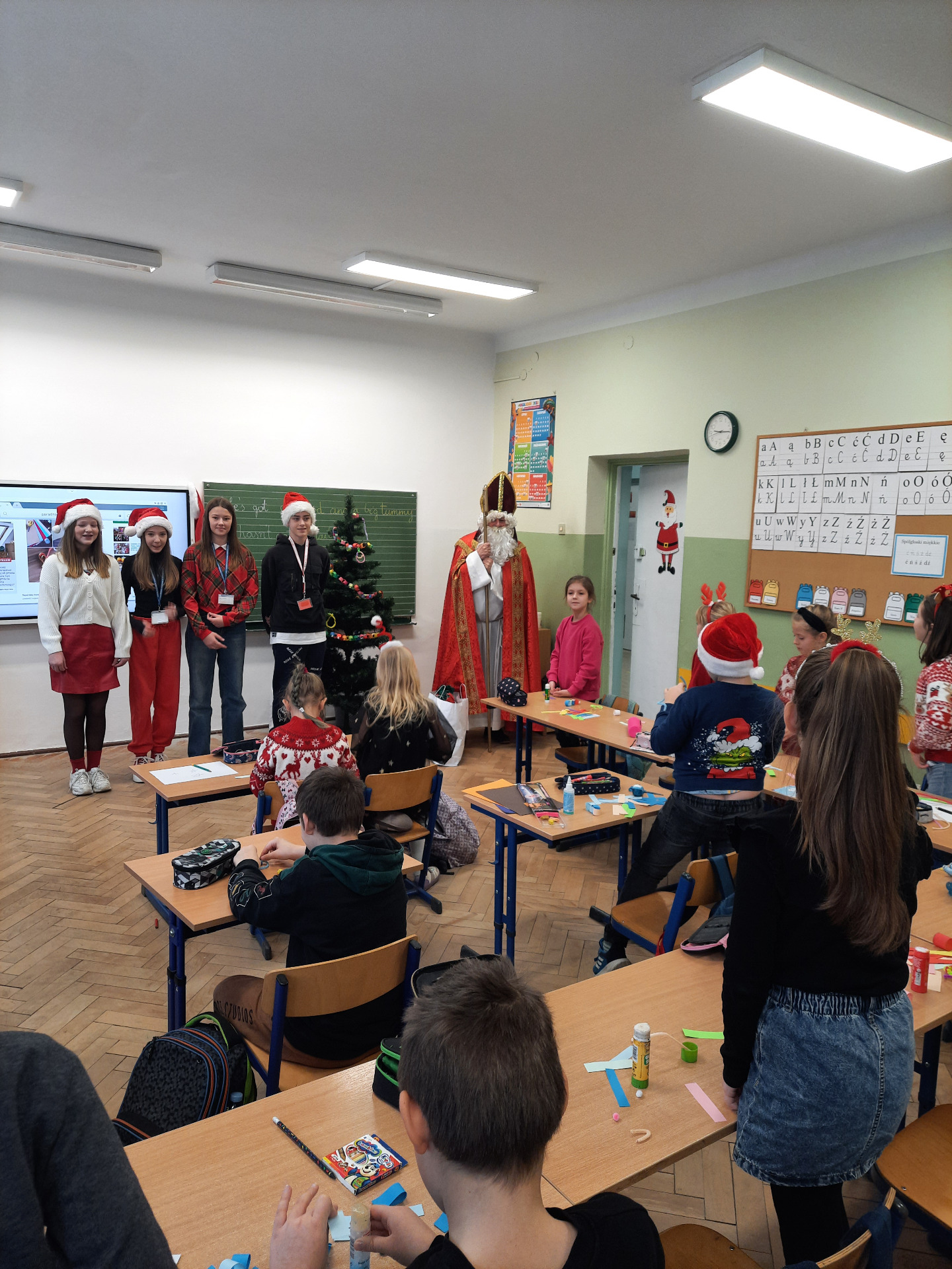 Wizyta św. Mikołaj w klasie