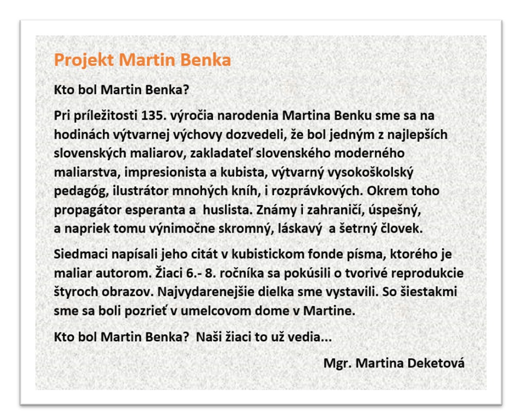 Projekt Martin Benka - Obrázok 1
